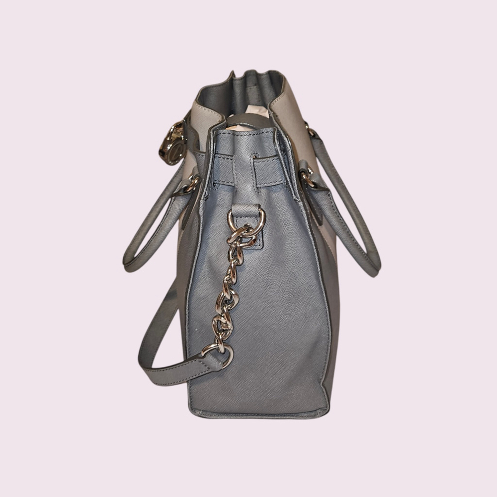 Michael Kors Hamilton Two Tone Leather Satchel Purse - Picture 5 of 12